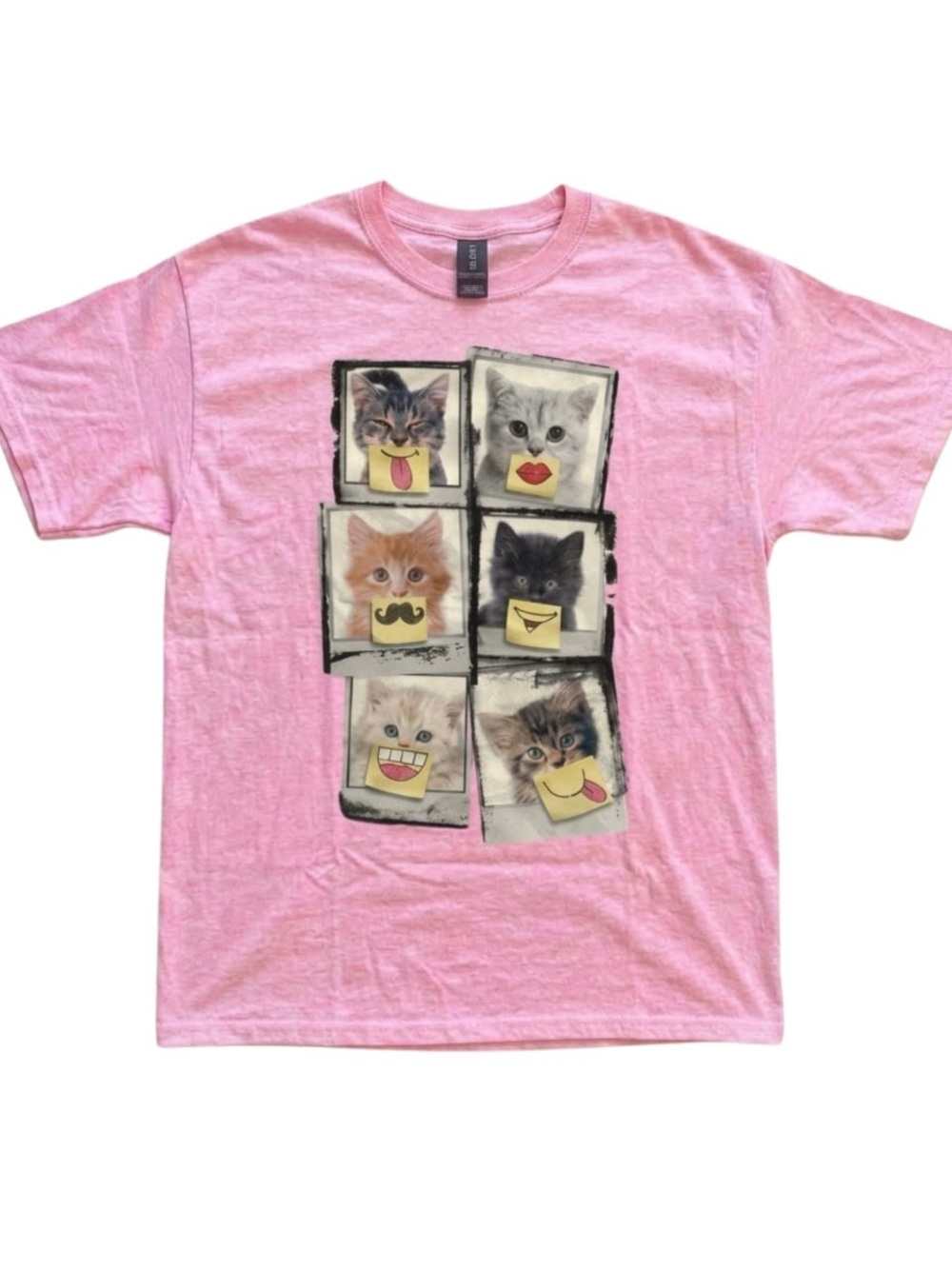 Gildan Pink Cat Faces Graphic Tee